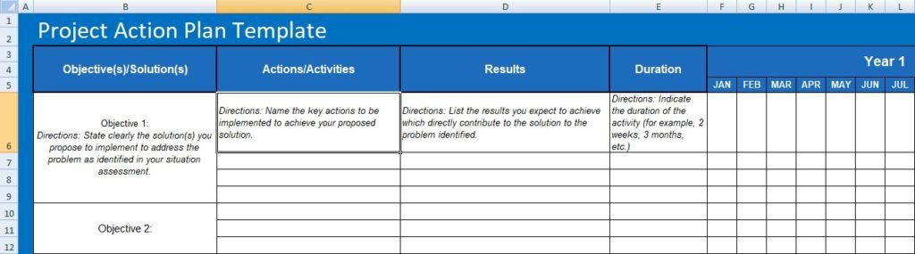 sample action plan template excel