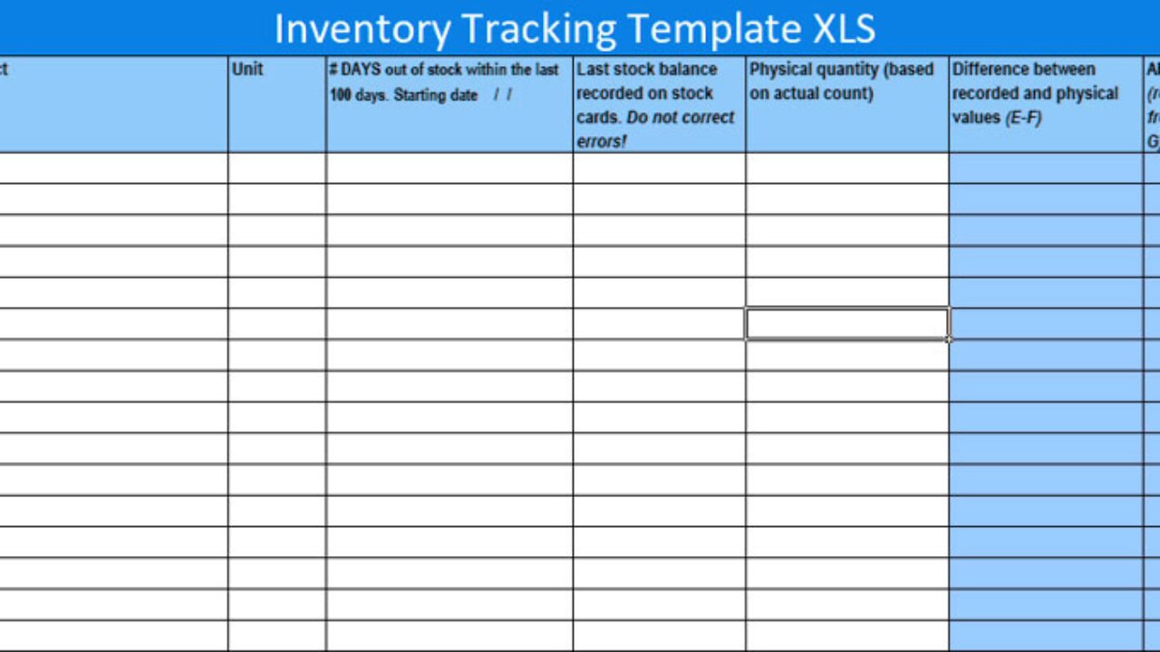 parts inventory spreadsheet template