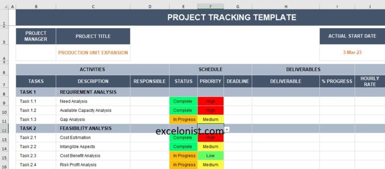 Best Multiple Project Tracking Template Excel 2023 - Excelonist