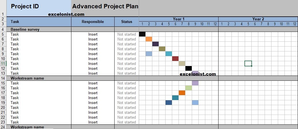 Advanced Project Plan Template Excel - Excelonist